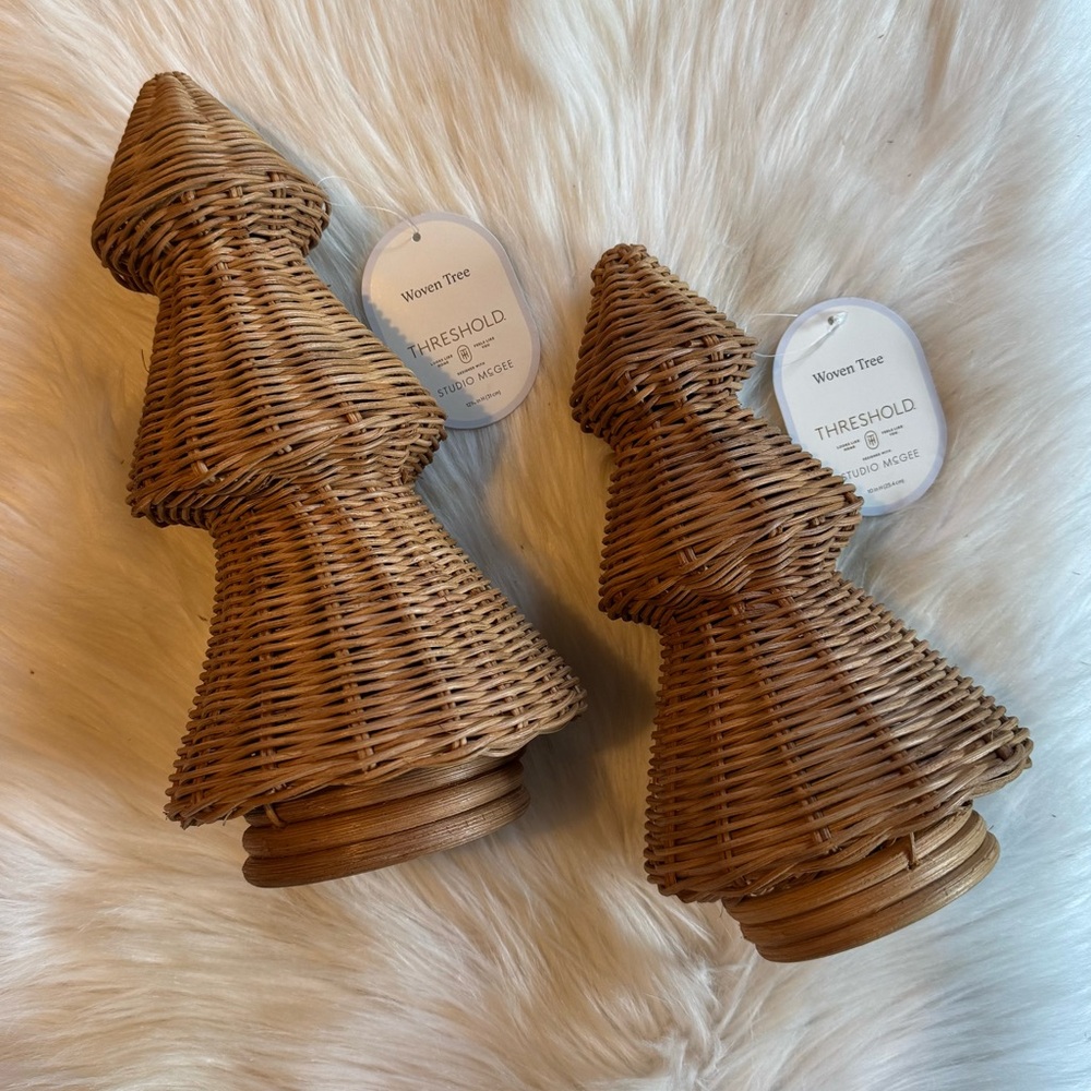 New Target Threshold w/ Studio McGee Rattan Basket Weave Christmas Tree Set of 2